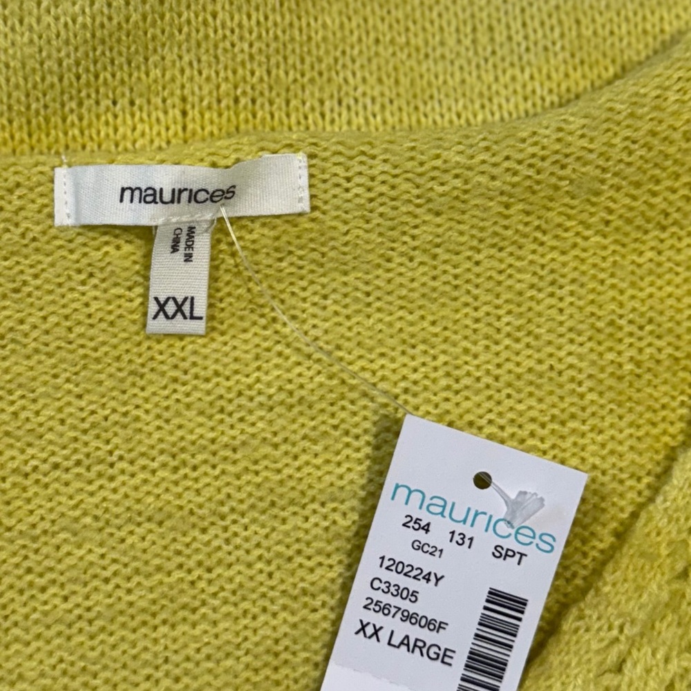 Maurices Women’s Sunny‎ Yellow V-Neck Sweater Long Sleeve Size XXL NEW/NWT - Picture 3 of 6